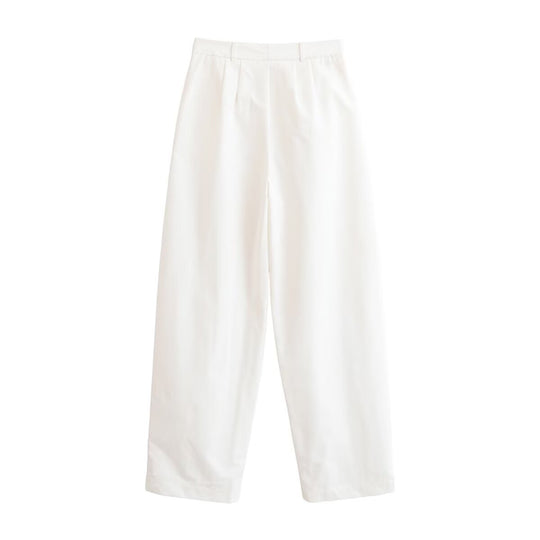 Damen Elegante High‑Waist Palazzo‑Hose mit Bügelfalte und geradem weitem Bein Nord Taschen