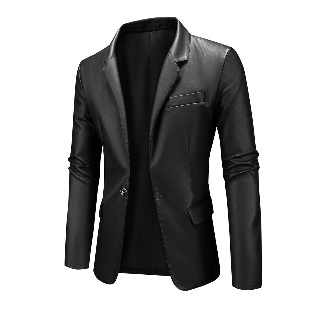 Herren Slim-Fit Ledersakko mit Ein-Knopf, klassischem Revers und Pattentaschen Nord Taschen