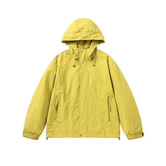 Unisex Leichte winddichte Kapuzenjacke im Boxy‑Cut mit Kordelzug und verdeckter Front Nord Taschen