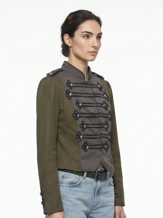 Damen Kurz geschnittener militärinspirierter Blouson mit Zierkordeln Nord Taschen