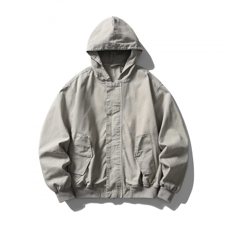 Unisex Boxy-Hoodie-Blousonjacke mit verdeckter Front und Pattentaschen Nord Taschen