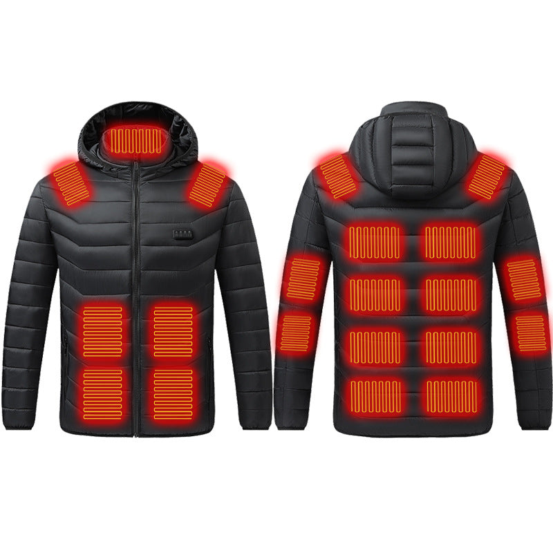 Herren Beheizte Steppjacke mit Mehrzonen-Heizsystem und Kapuze Nord Taschen