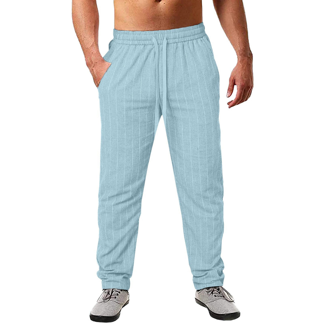 Herren lässige Streifen-Hosen aus Baumwollmix mit elastischem Bund und praktischen Eingrifftaschen