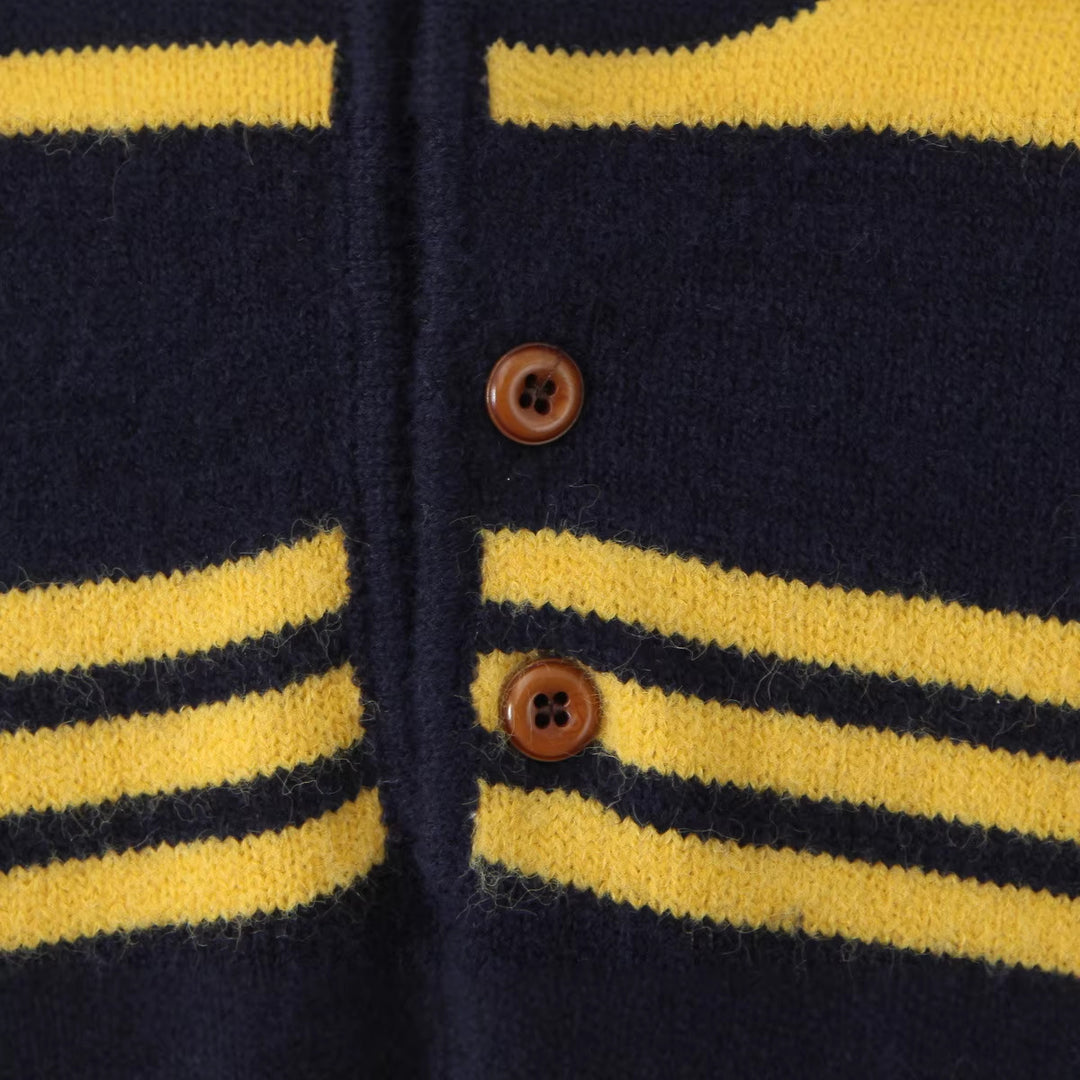 Damen Oversize Polokragen-Strickpullover mit mehrfarbigen Streifen und Rippbündchen Nord Taschen