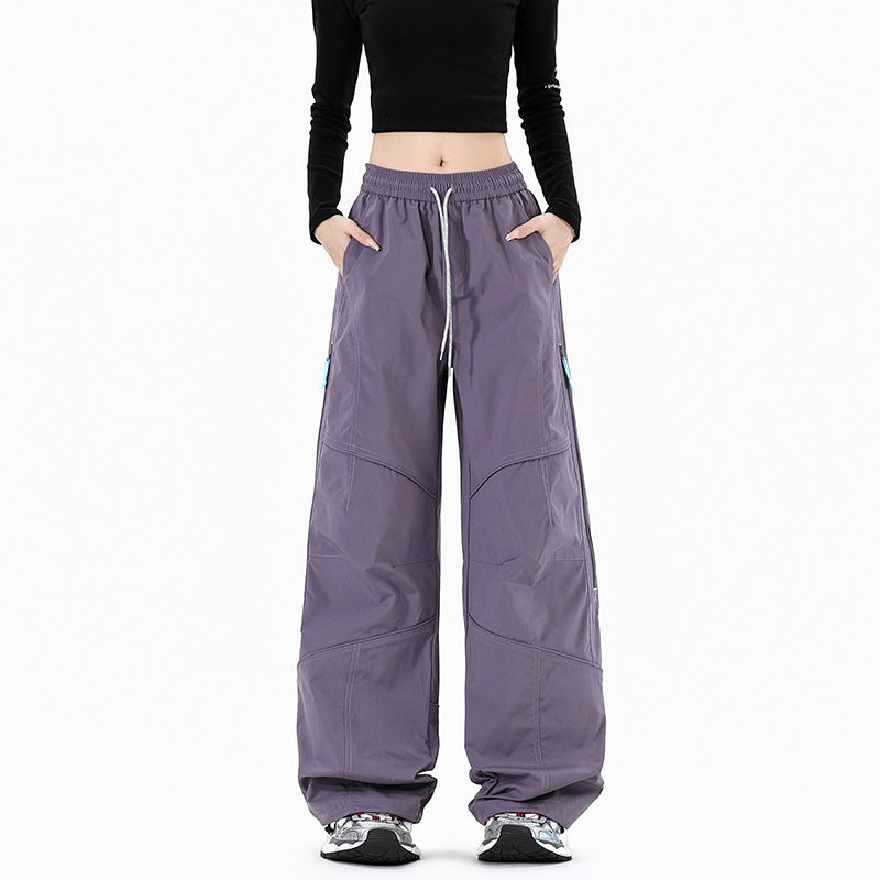 Damen Weite Utility-Cargohose mit elastischem Bund und Reißverschlusstaschen Nord Taschen