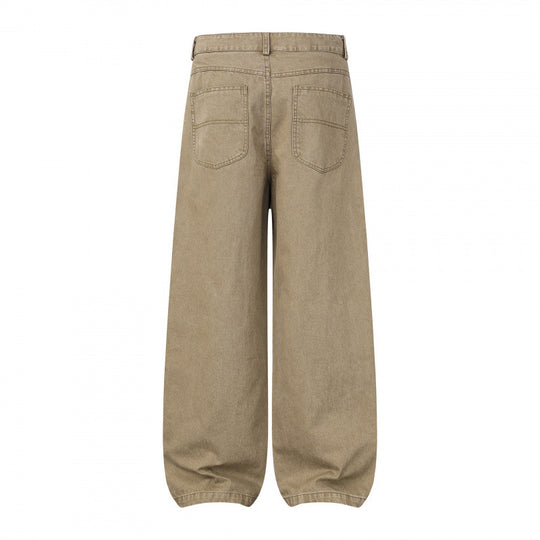Damen Weite Highwaist Balloon-Jeanshose aus robustem Denim mit elastischem Knöchelsaum Nord Taschen