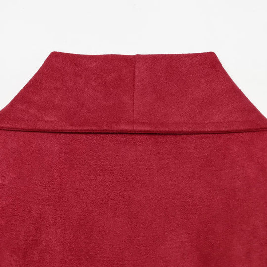 Damen Cropped Jacke im Kimono-Stil aus Veloursoptik mit Schalkragen und Bindegürtel Nord Taschen