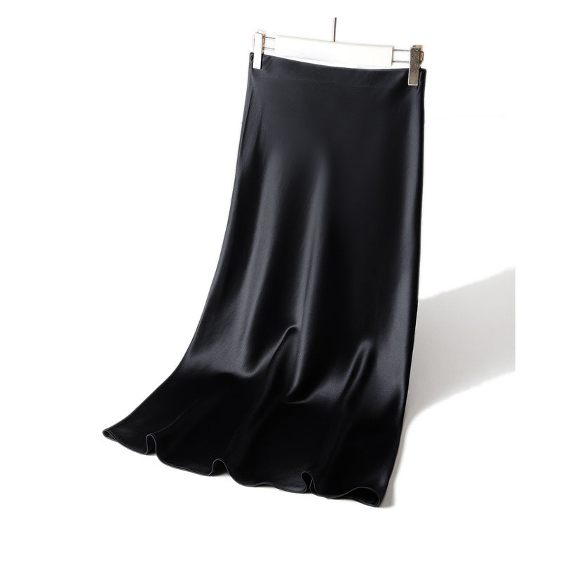 Damen Langer Satin-Maxirock im Bias-Cut mit taillenhoher Passform und fließender A‑Linie Nord Taschen