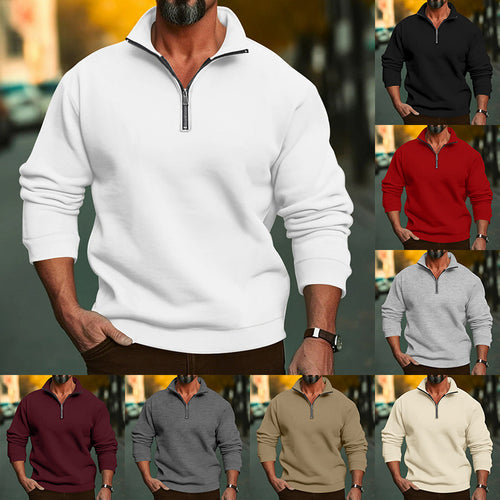 Herren Komfort-Halbzip-Sweatshirt aus French-Terry mit Stehkragen Nord Taschen