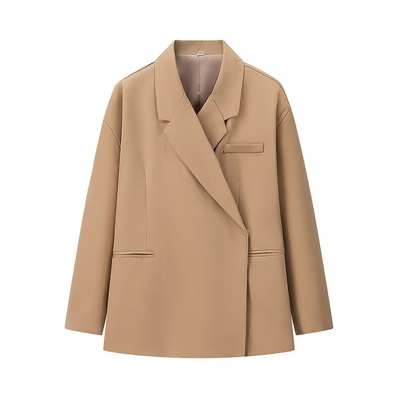 Damen Oversize-Kastenblazer mit schlichten Leistentaschen und weitem Revers Nord Taschen