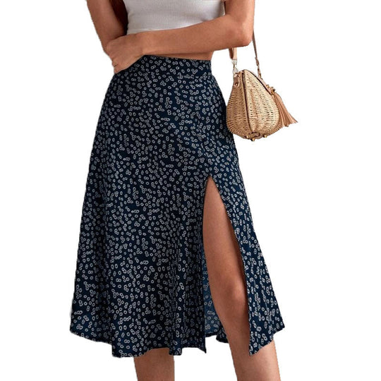 Damen Midi-Rock mit seitlichem Schlitz und floralem Muster