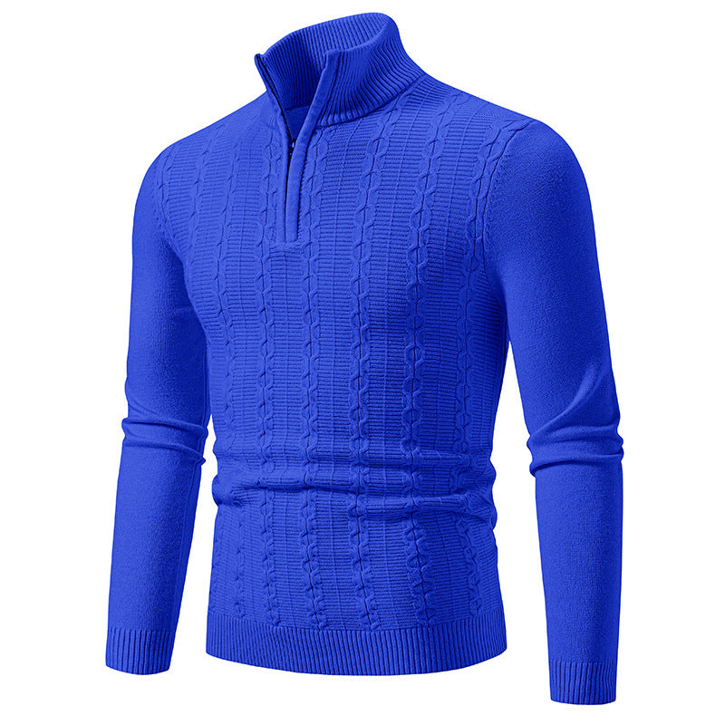 Herren Schmaler Halbzip-Zopfmuster-Pullover mit Thermo-Feinstrick und Rippsaum Nord Taschen