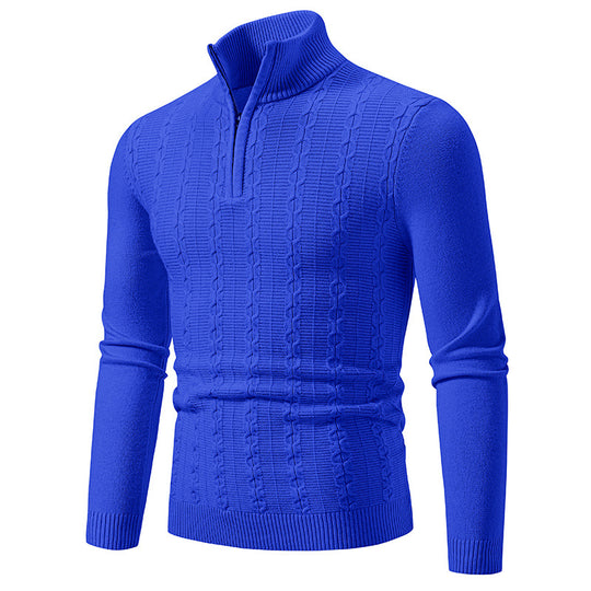 Herren Schmaler Halbzip-Zopfmuster-Pullover mit Thermo-Feinstrick und Rippsaum Nord Taschen
