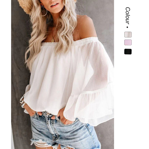 Damen Bluse mit weitem Ärmel und off-shoulder Design Nord Taschen