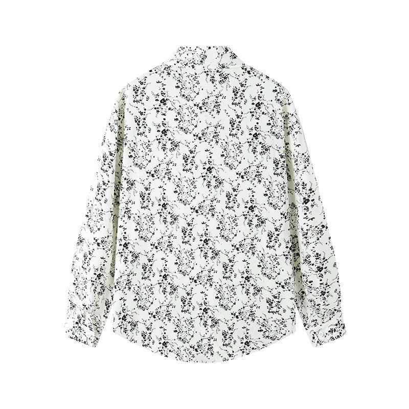 Damen Langärmliges Hemd mit floralem Allover-Print und klassischem Kragen Nord Taschen