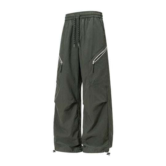 Unisex Weite Outdoor-Cargohose mit Kordelzugbund, schrägen Reißverschlusstaschen und verstellbarem Beinabschluss Nord Taschen