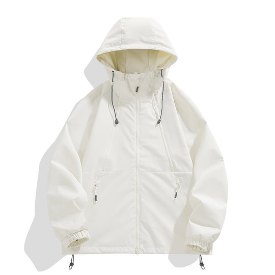 Unisex Leichter Kapuzen-Windbreaker mit wasserabweisender Oberfläche, Reißverschlusstaschen und Kordelzug Nord Taschen