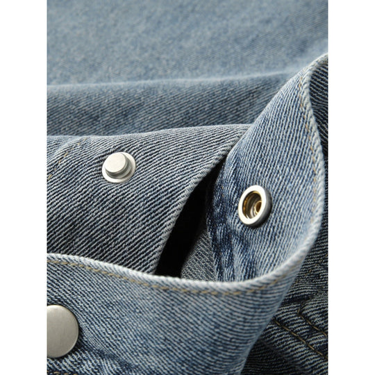 Herren Overshirt-Jacke aus gewaschenem Denim mit Druckknopfleiste und Relaxed-Schnitt Nord Taschen