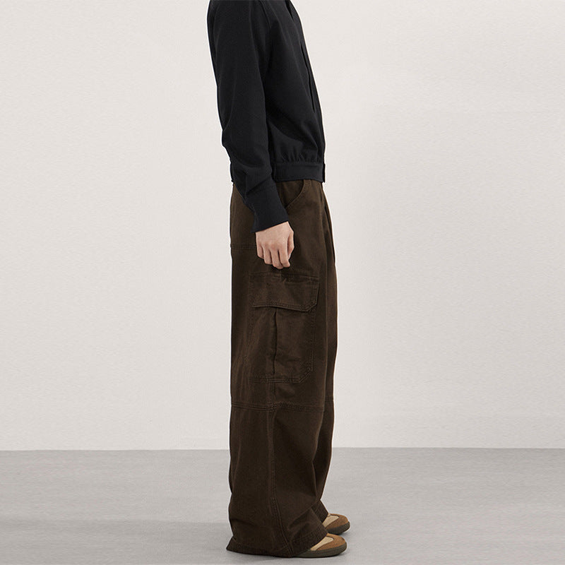 Herren Extraweite Canvas‑Cargohose mit hoher Bundlinie, Knieabnähern und aufgesetzten Pattentaschen Nord Taschen