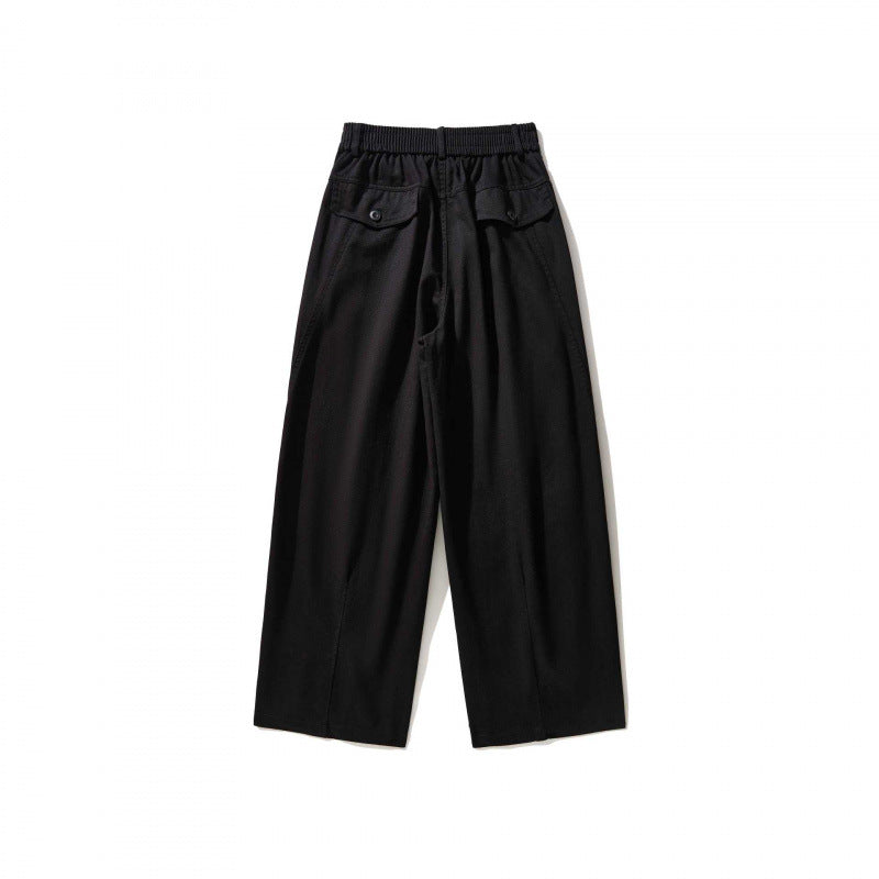 Damen Weite Bundfaltenhose mit hohem Bund und geradem weitem Bein Nord Taschen