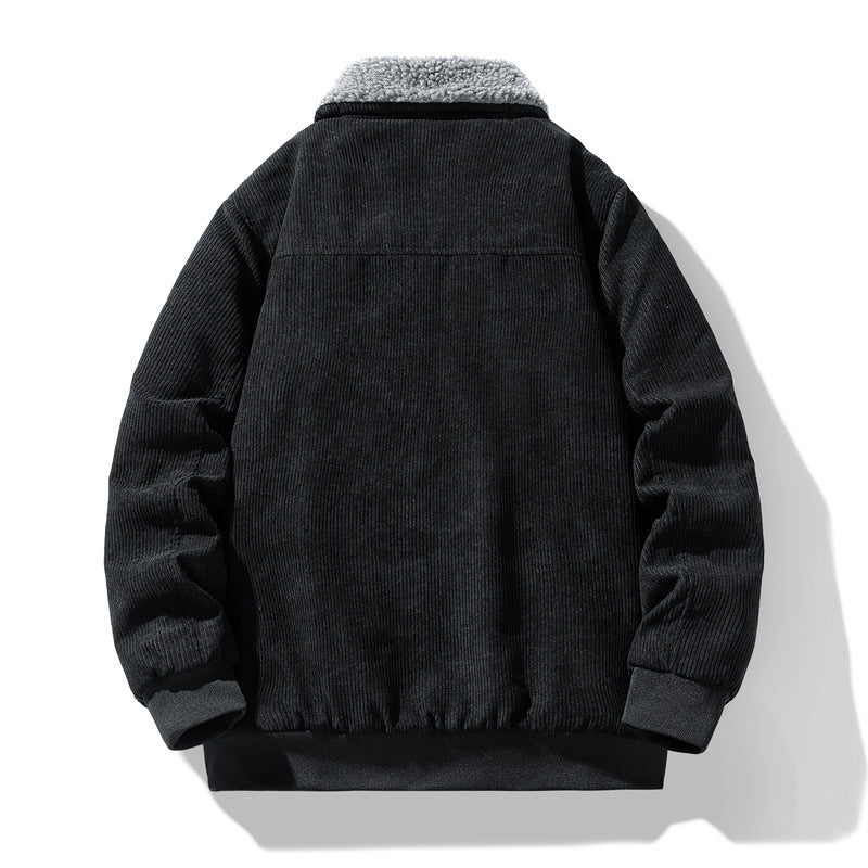 Herren Cord-Fieldjacke mit Teddyfutter, gesteppter Isolierung und Multifachtaschen Nord Taschen