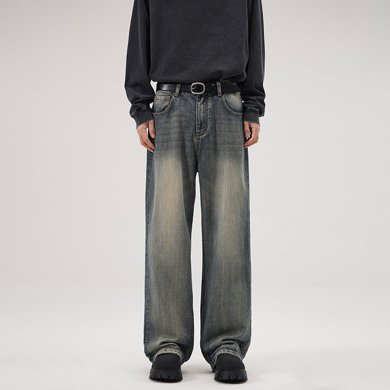 Herren Ultraweite Stonewashed-Baggy-Jeans mit tiefem Schritt und soften Fade-Details Nord Taschen