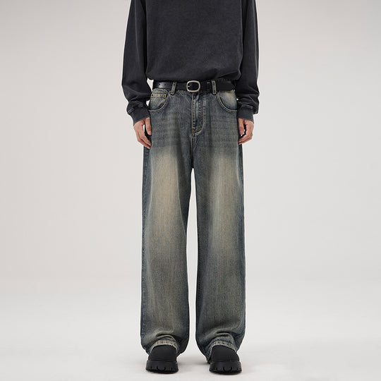 Herren Ultraweite Stonewashed-Baggy-Jeans mit tiefem Schritt und soften Fade-Details Nord Taschen