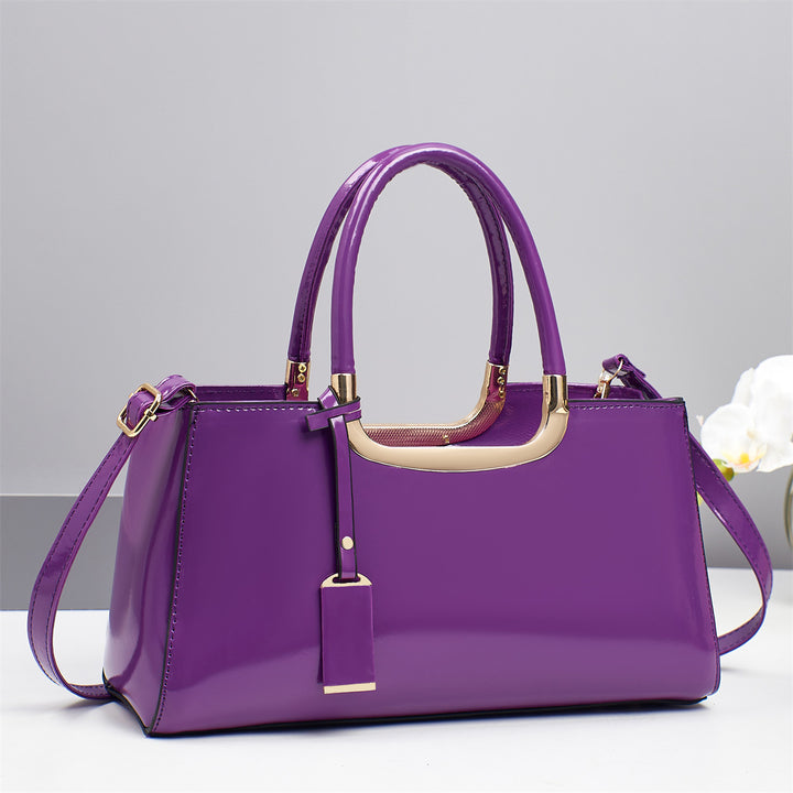 Damen elegante Handtasche mit glänzender Oberfläche und abnehmbarem Taschenschlüsselanhänger Nord Taschen