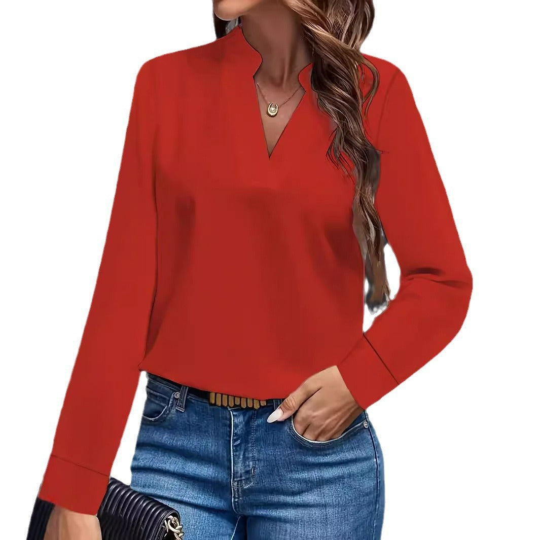 Damen Bluse mit Stehkragen und langen Ärmeln - Arvani