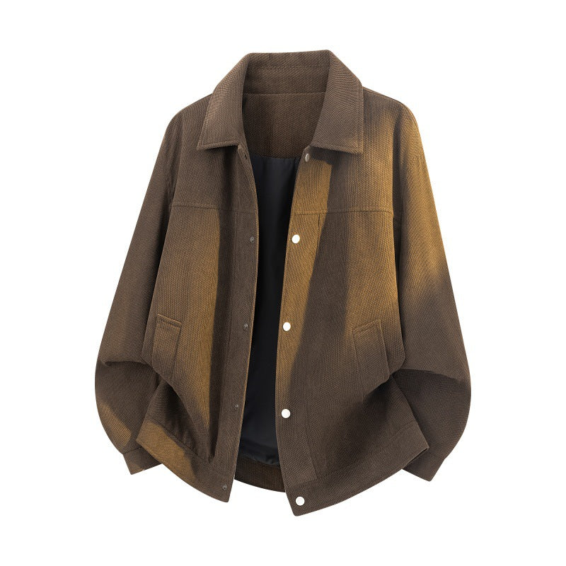 Herren Struktur-Oversized Überhemdjacke mit Wattierung und Druckknöpfen Nord Taschen