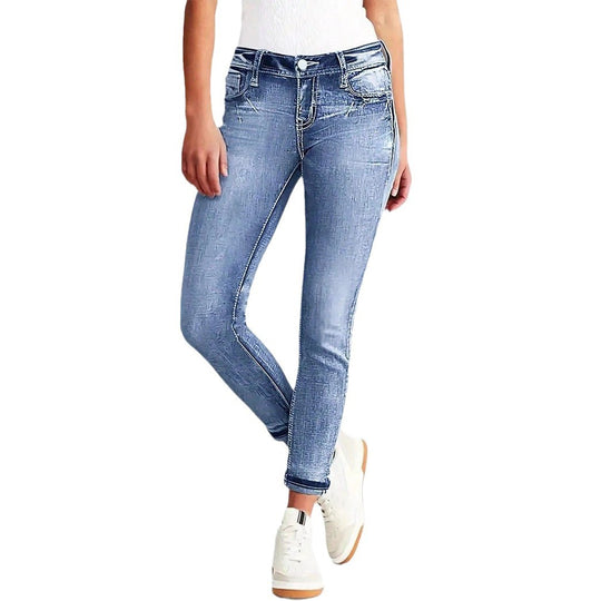 Damen eng anliegende hochgeschnittene Skinny-Jeans mit Sculpting-Effekt und Five-Pocket-Design Nord Taschen