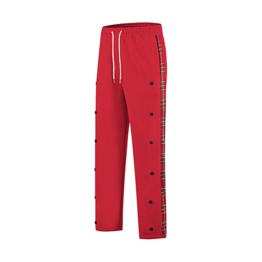 Herren lockere Jogginghose mit seitlichem Karostreifen und Druckknopfleiste Nord Taschen