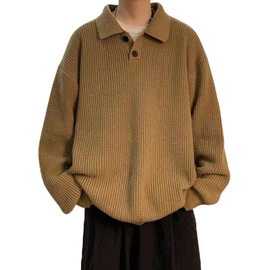 Damen Bequemer Grobstrickpullover mit Kragen Nord Taschen