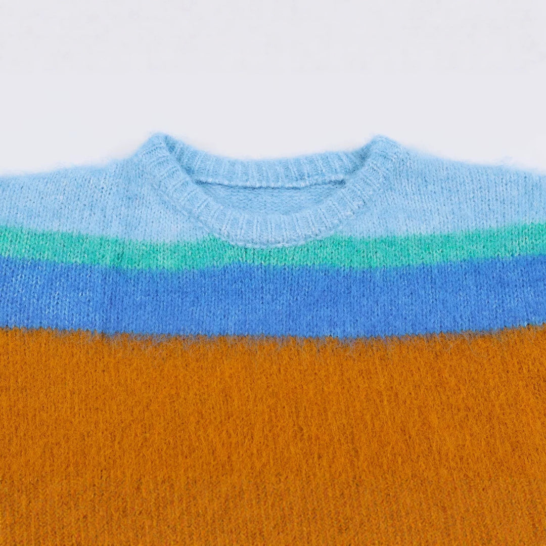 Damen Oversize Mohair‑Look Streifenpullover mit Rundhalsausschnitt Nord Taschen