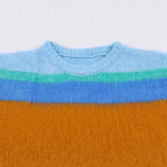 Damen Oversize Mohair‑Look Streifenpullover mit Rundhalsausschnitt Nord Taschen