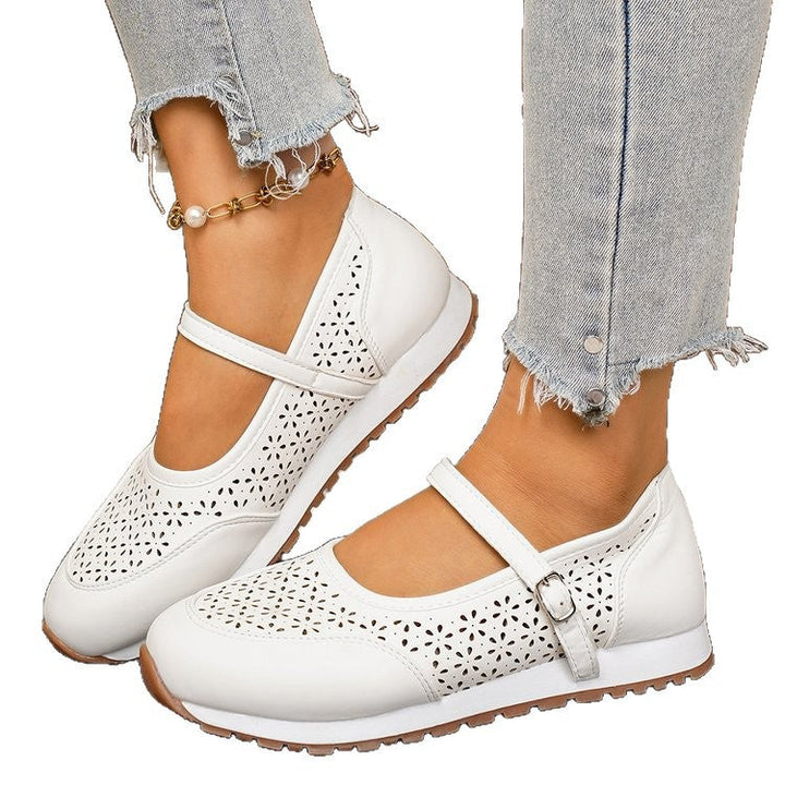Damen Atmungsaktive Ballerinas mit dekorativer Perforation