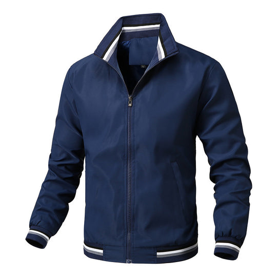 Herren Sportlich-leichte College-Bomberjacke mit geripptem Kragen und Streifen-Details Nord Taschen