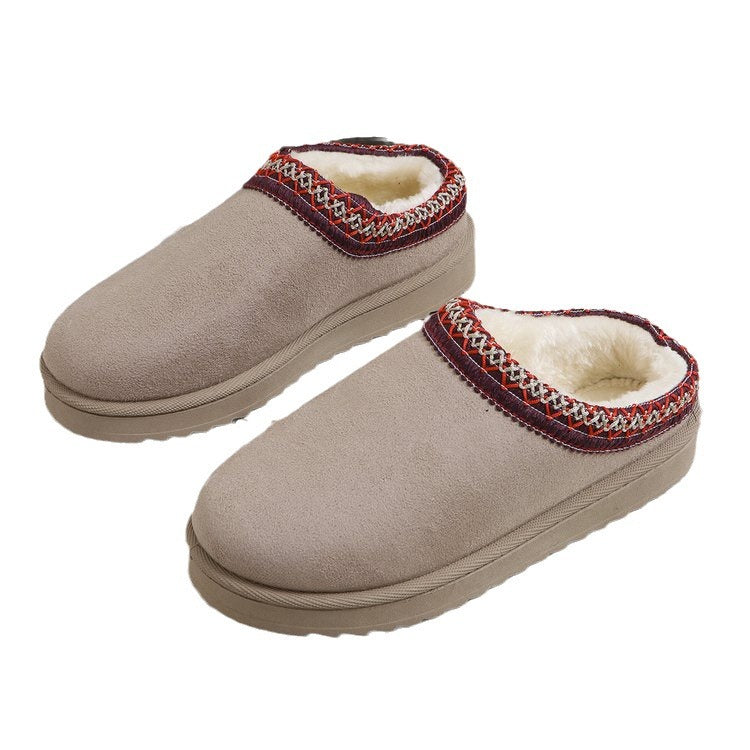 Damen  gefütterte Kuschel-Pantoletten mit besticktem Schaftrand, weichem Faux‑Fellfutter und profilierter Anti-Rutsch‑Sohle Nord Taschen