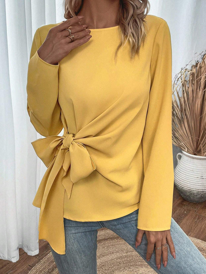 Damen Elegantes Blusenshirt mit seitlichem Knoten