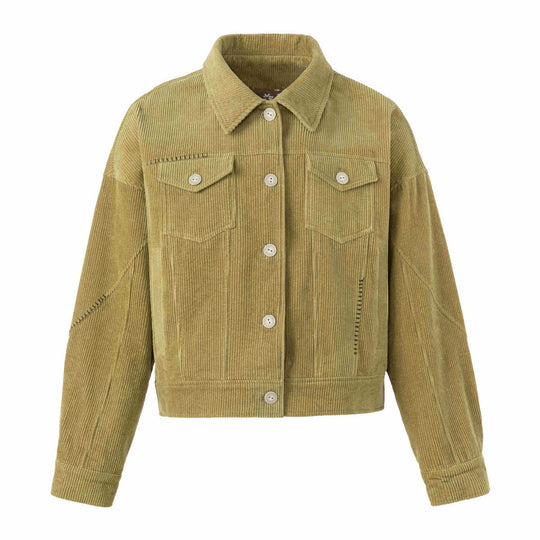 Damen Kurz geschnittene Cord‑Truckerjacke im Boxy‑Cut mit Pattentaschen Nord Taschen