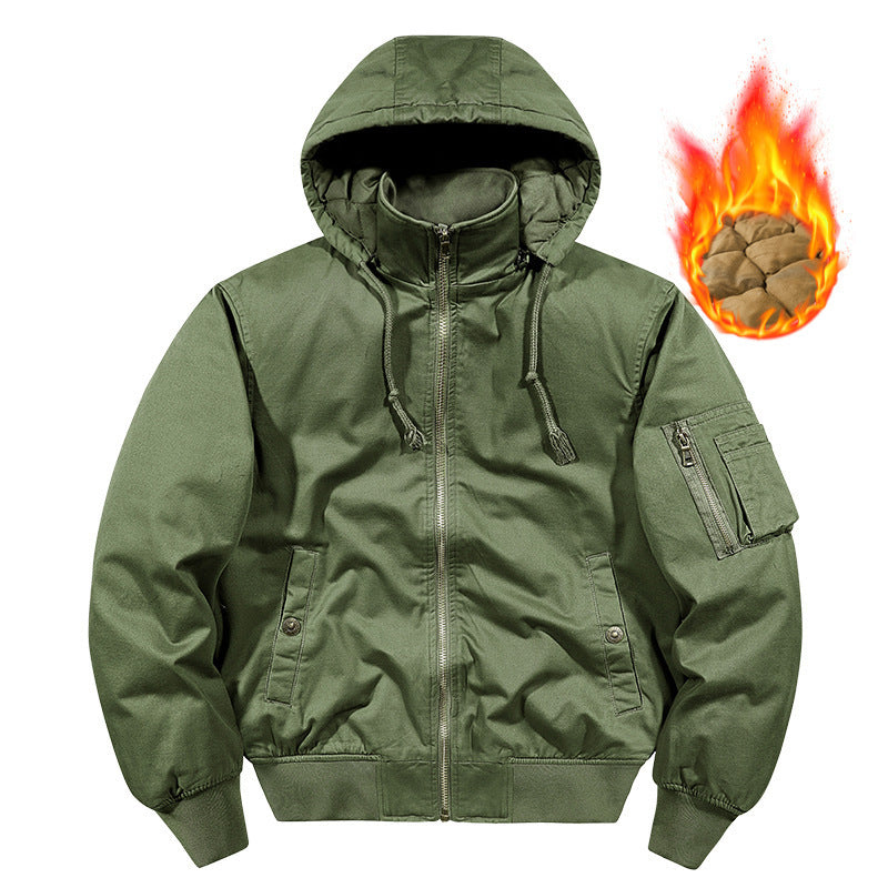 Herren wattierte Kapuzen-Canvas-Fieldjacke mit Ärmeltasche und Thermofutter Nord Taschen