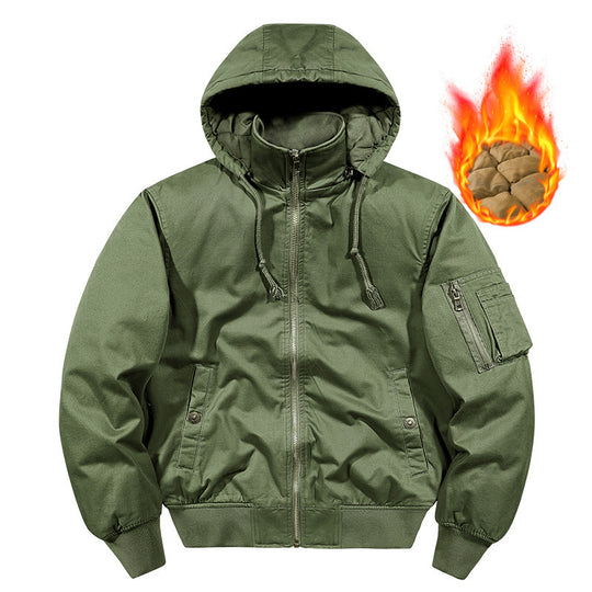 Herren wattierte Kapuzen-Canvas-Fieldjacke mit Ärmeltasche und Thermofutter Nord Taschen