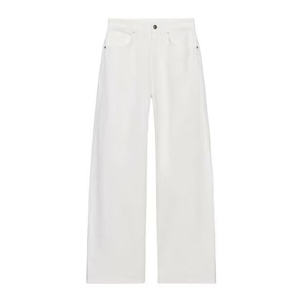 Damen High-Waist Denim-Jeans mit weitem Bein und Fünf-Taschen-Design Nord Taschen