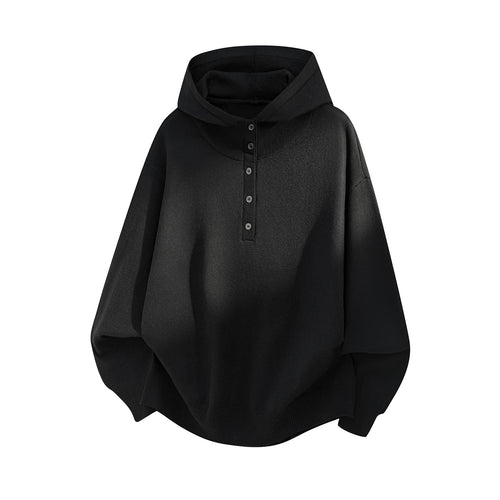 Unisex Oversize Kapuzenpullover mit Knopfleiste und weitem Funnelkragen Nord Taschen