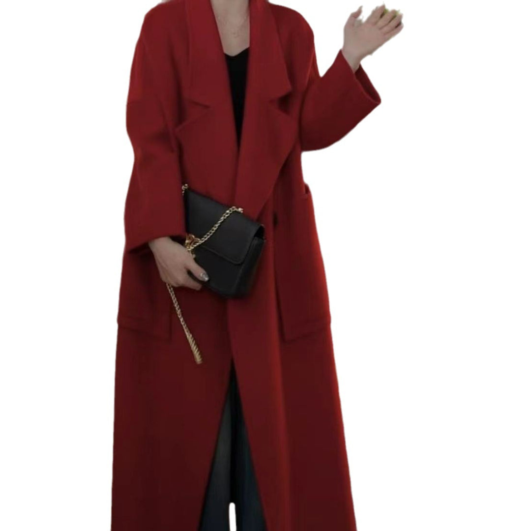 Damen Oversize Wollmixmantel mit offenem Schnitt und tiefen Eingrifftaschen Nord Taschen
