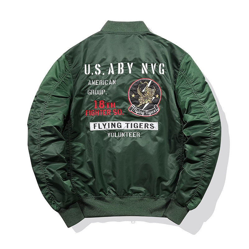 Herren Piloten-Bomberjacke im Vintage-Militärstil mit Stickpatches und Utility-Ärmeltasche Nord Taschen