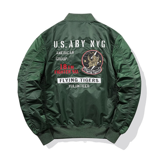 Herren Piloten-Bomberjacke im Vintage-Militärstil mit Stickpatches und Utility-Ärmeltasche Nord Taschen