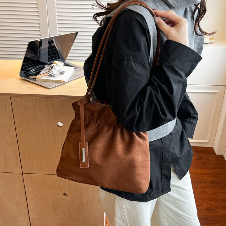 Damen lässige Veloursledertasche mit Raffungen Nord Taschen
