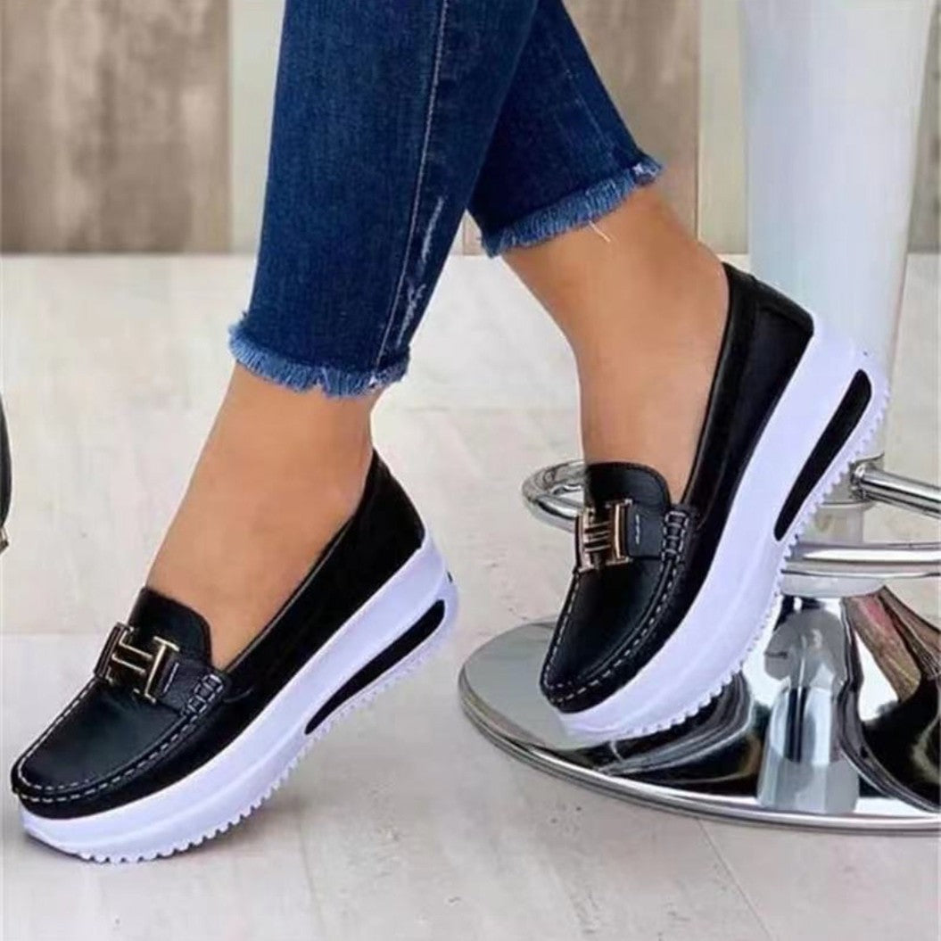 Damen  leichte Plateau-Slipper im Mokassinstil mit luftgepolsterter Gummisohle Nord Taschen
