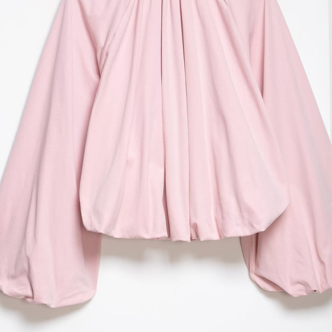 Damen Kurz geschnittene Blousonjacke mit weitem Ballonärmel, Reißverschluss und elastischem Saum Nord Taschen